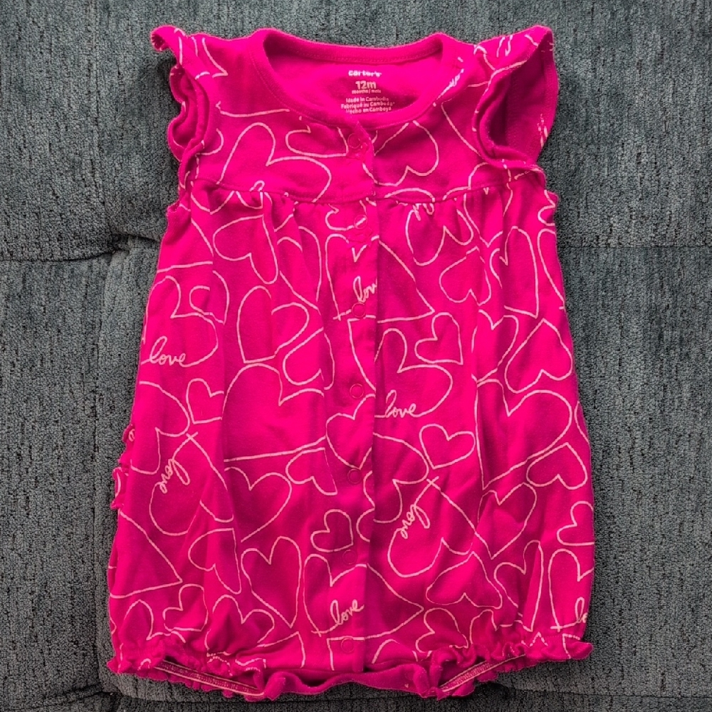 Carter's Fuchsia Heart Baby Romper
